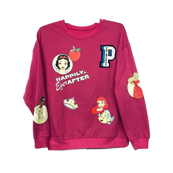 Disney 100 Princess Graphic Crew Neck Sweatshirt Pink Women’s Size XXL - Picture 1 of 10